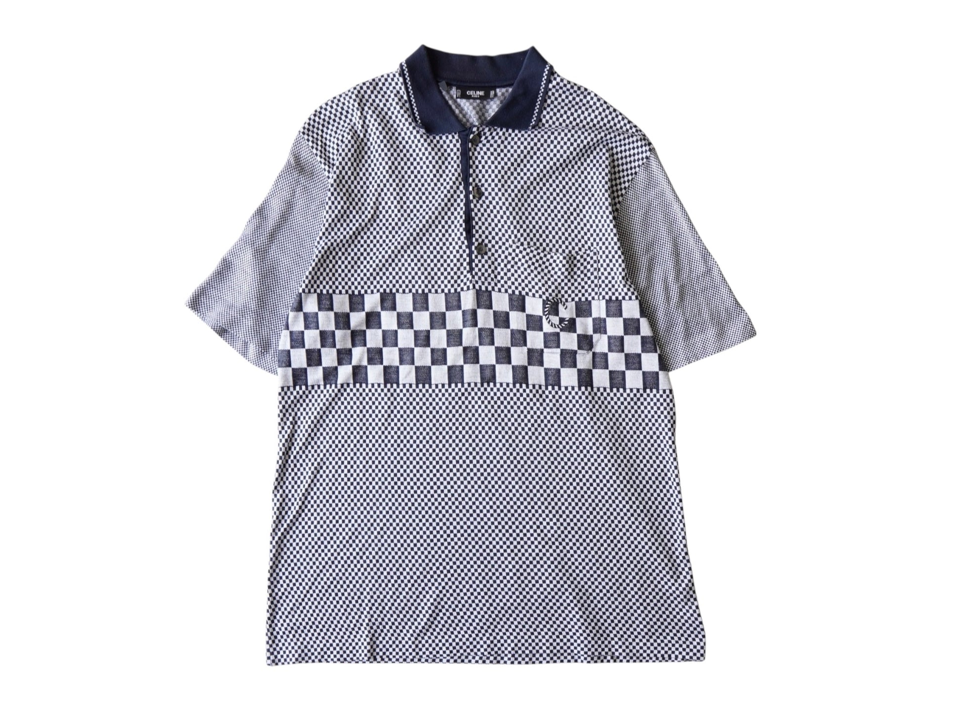 CELINE Short Sleeve Polo Shirt with C Logo, Made in Italy, Size M, Tops