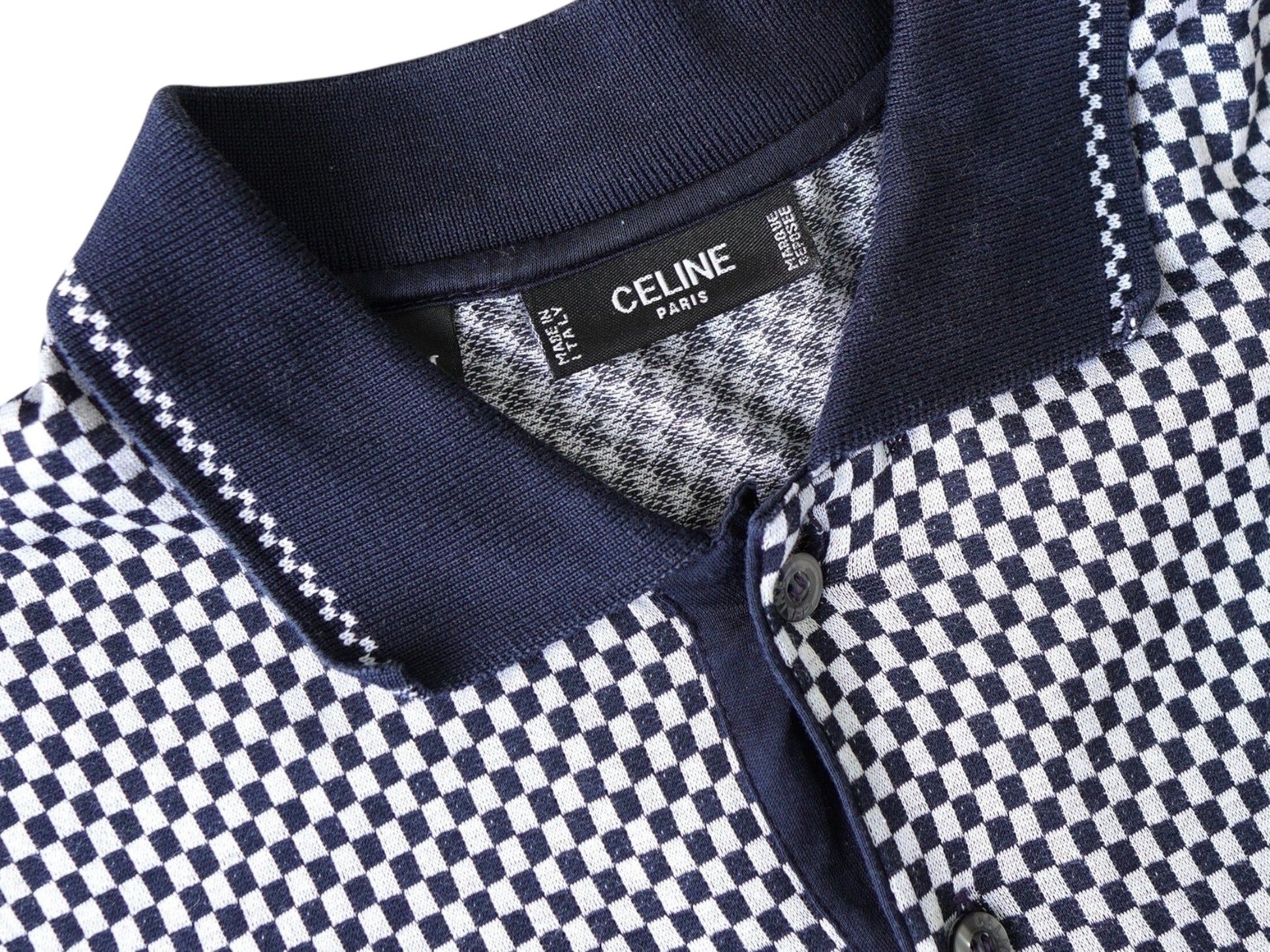 CELINE Short Sleeve Polo Shirt with C Logo, Made in Italy, Size M, Tops