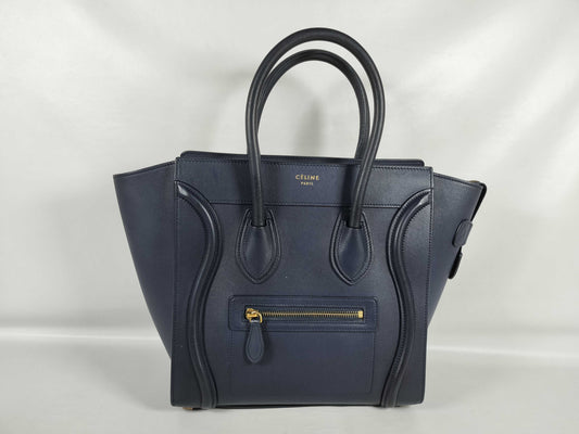 CELINE QT-Cline Blue Celine Mini Luggage Tote Handbag Handbag