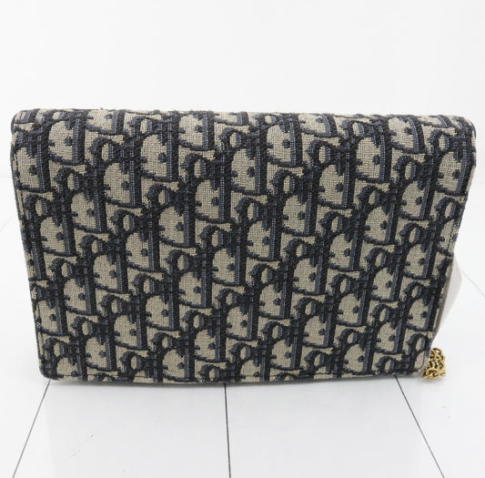 Dior Saddle Oblique Navy Chain Shoulder Bag