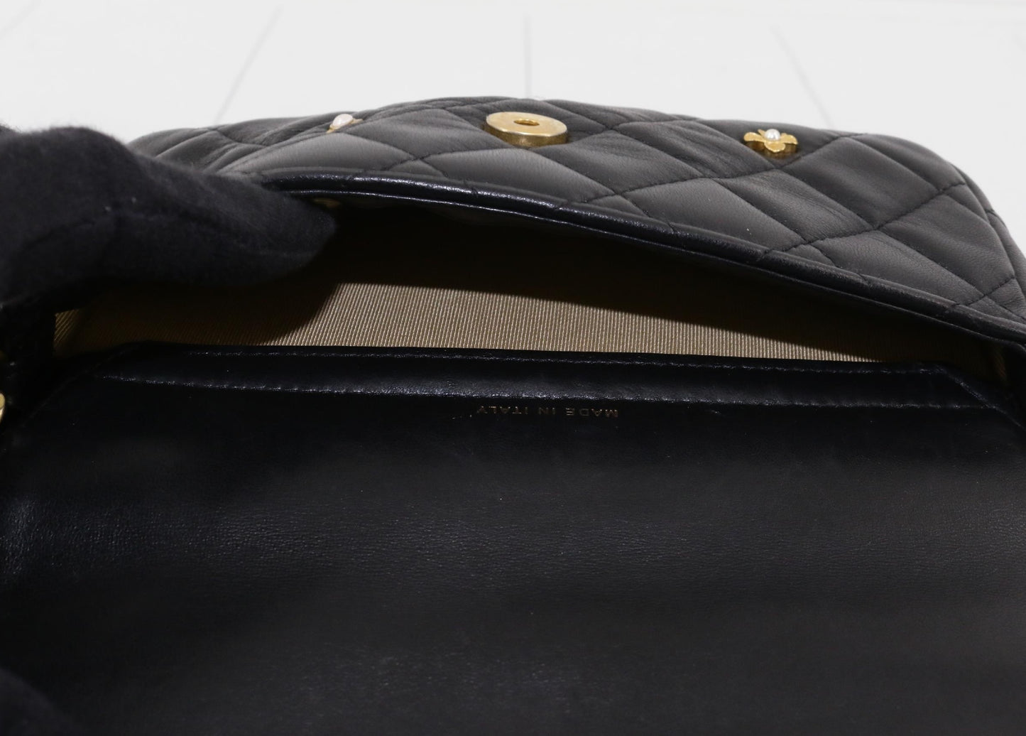CHANEL Matelasse Chain Wallet Black Charm No. 31 Shoulder Bag
