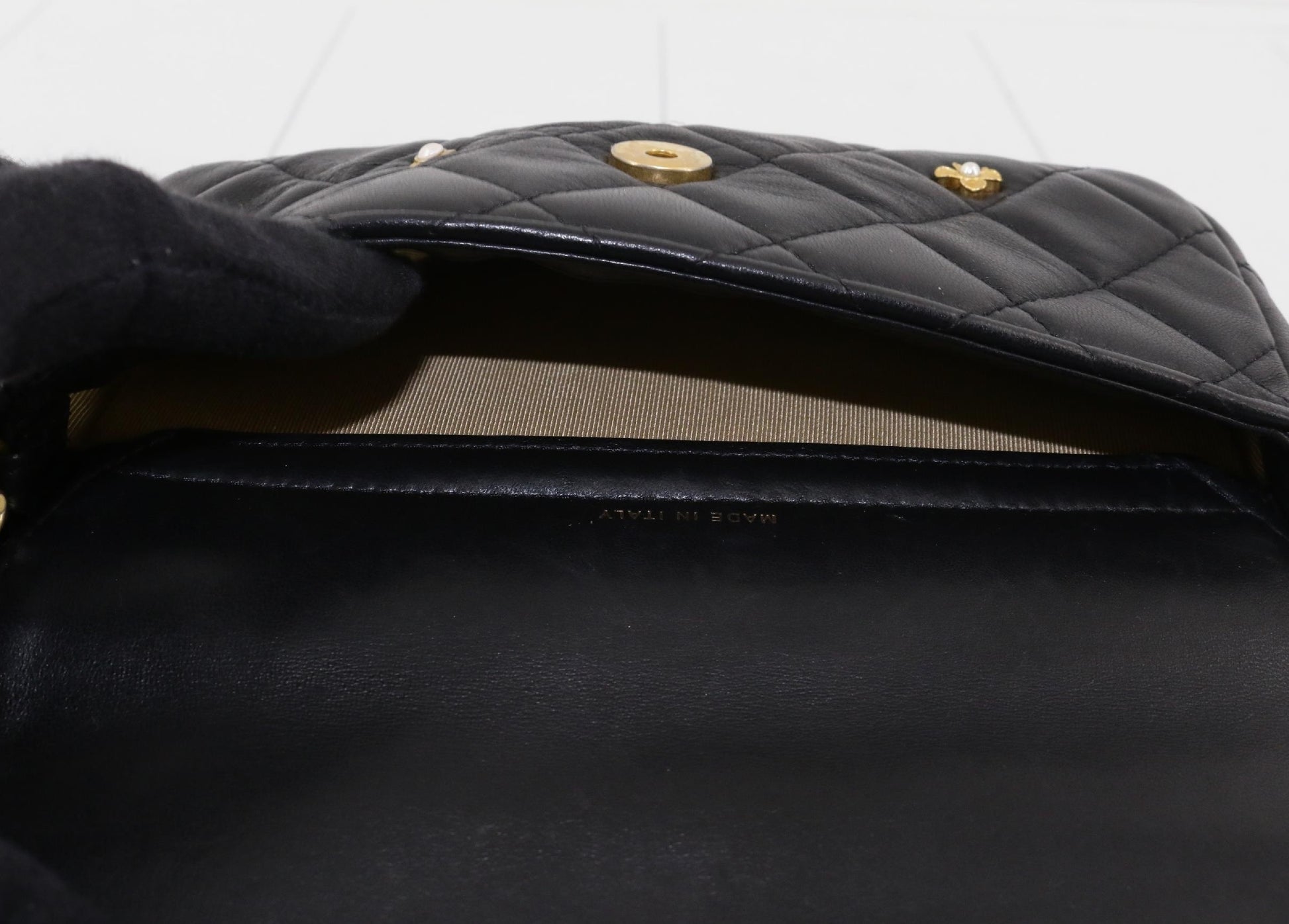 CHANEL Matelasse Chain Wallet Black Charm No. 31 Shoulder Bag