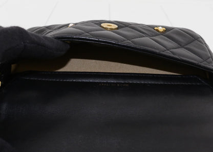 CHANEL Matelasse Chain Wallet Black Charm No. 31 Shoulder Bag