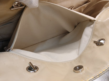 CHANEL Matelasse Chain Shoulder Bag with Seal 14667717, Includes Warranty Card and Bag, Beige Patent Leather Shoulder Bag