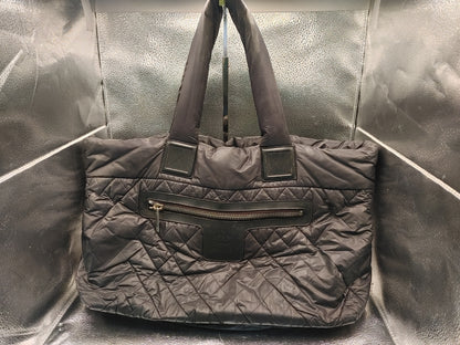CHANEL Coco Cocoon Tote Bag with Sticker, 13578349, Black Nylon, Non-Stick