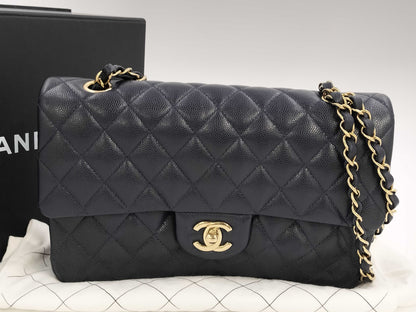 CHANEL CHANEL BAG MATELASSE CAVIAR SKIN 25CM MICROCHIP NAVY CHAIN ​​SHOULDER KJAU397E Shoulder Bag