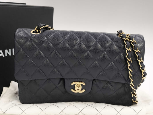 CHANEL CHANEL BAG MATELASSE CAVIAR SKIN 25CM MICROCHIP NAVY CHAIN ​​SHOULDER KJAU397E Shoulder Bag