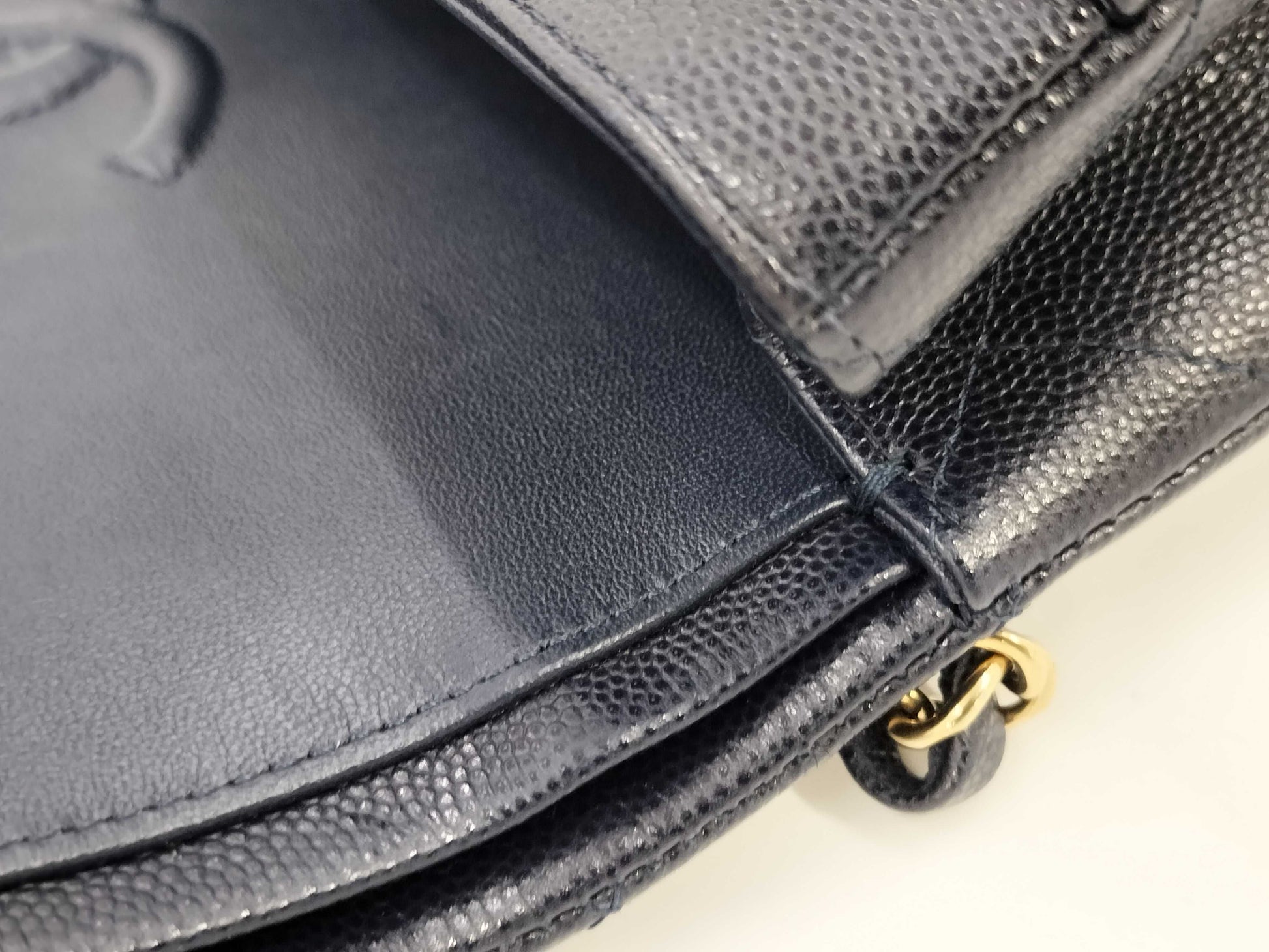 CHANEL CHANEL BAG MATELASSE CAVIAR SKIN 25CM MICROCHIP NAVY CHAIN ​​SHOULDER KJAU397E Shoulder Bag