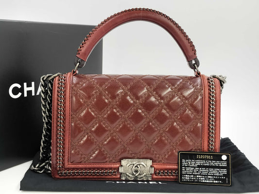 CHANEL CHANEL BAG BOY HANDLE LAMBSKIN NO. 21 W CARD CHAIN ​​STRAP SHW FULLSET 2WAY SHOULDER BAG