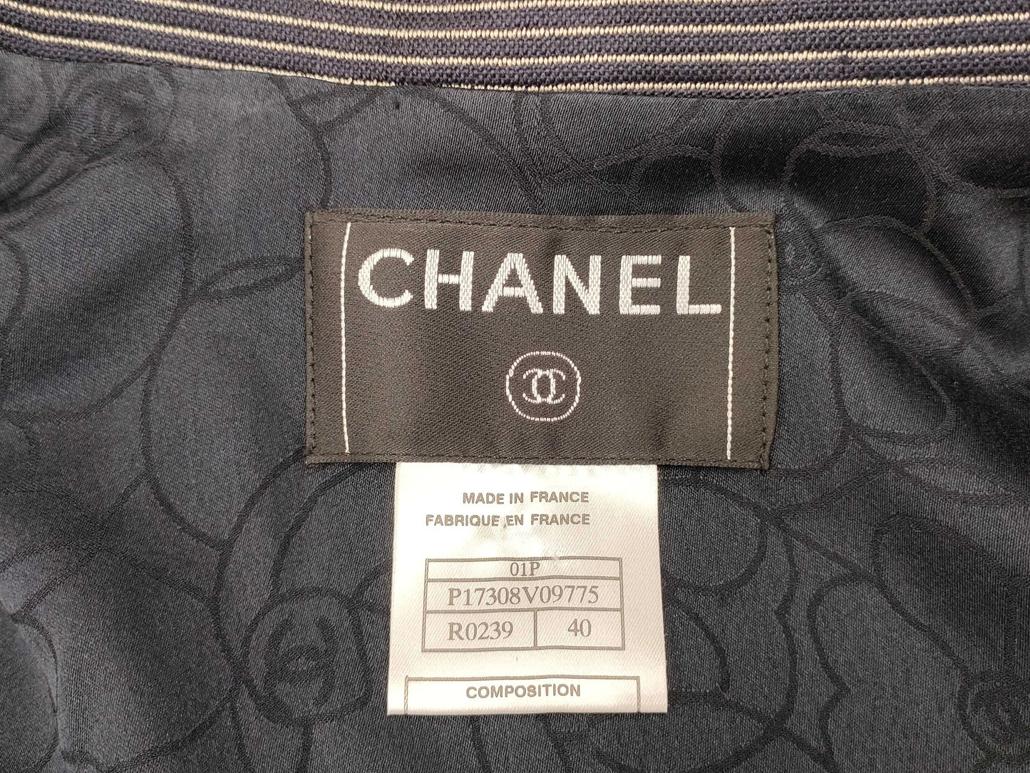 CHANEL Brand Apparel Set, Horizontal Stripe 01P, Size 40, Jacket