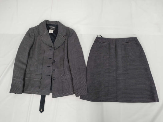 CHANEL Brand Apparel Set, Horizontal Stripe 01P, Size 40, Jacket