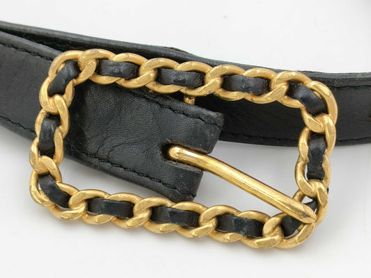 CHANEL Coco Mark Chain Black Belt