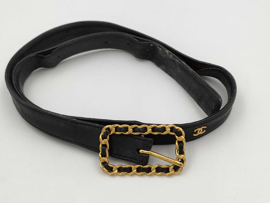CHANEL Coco Mark Chain Black Belt