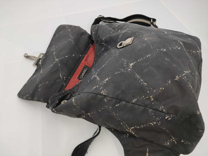 CHANEL Old Travel Line Backpack, Black Matelasse Nylon Backpack