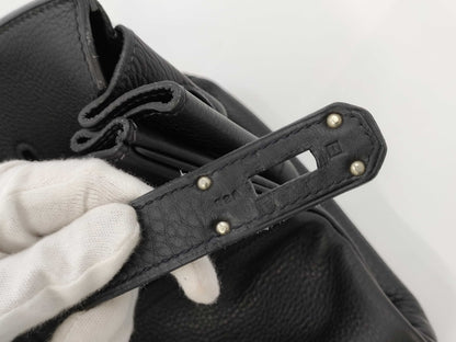 HERMES HERMES Shoulder Birkin Shoulder Bag Taurillon Clemence Black □I Stamp Handbag