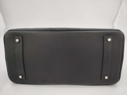 HERMES HERMES Shoulder Birkin Shoulder Bag Taurillon Clemence Black □I Stamp Handbag