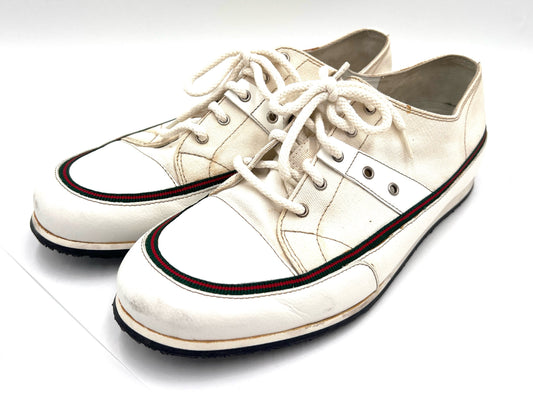 GUCCI 261919 Sherry Line Canvas Low-Top White 7.5" Sneakers