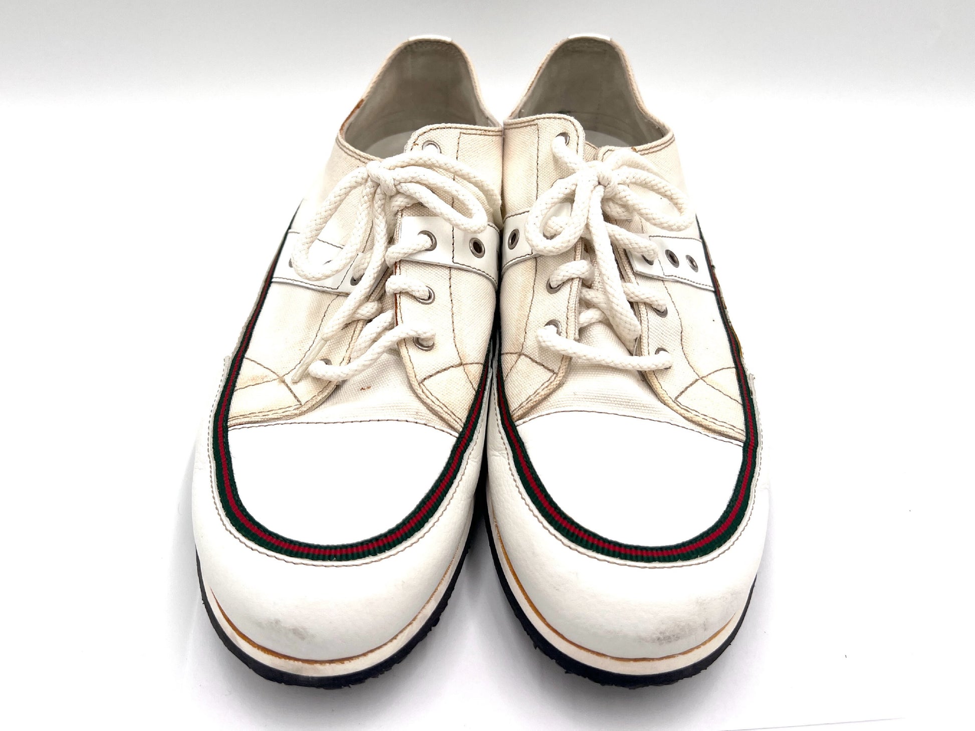GUCCI 261919 Sherry Line Canvas Low-Top White 7.5" Sneakers