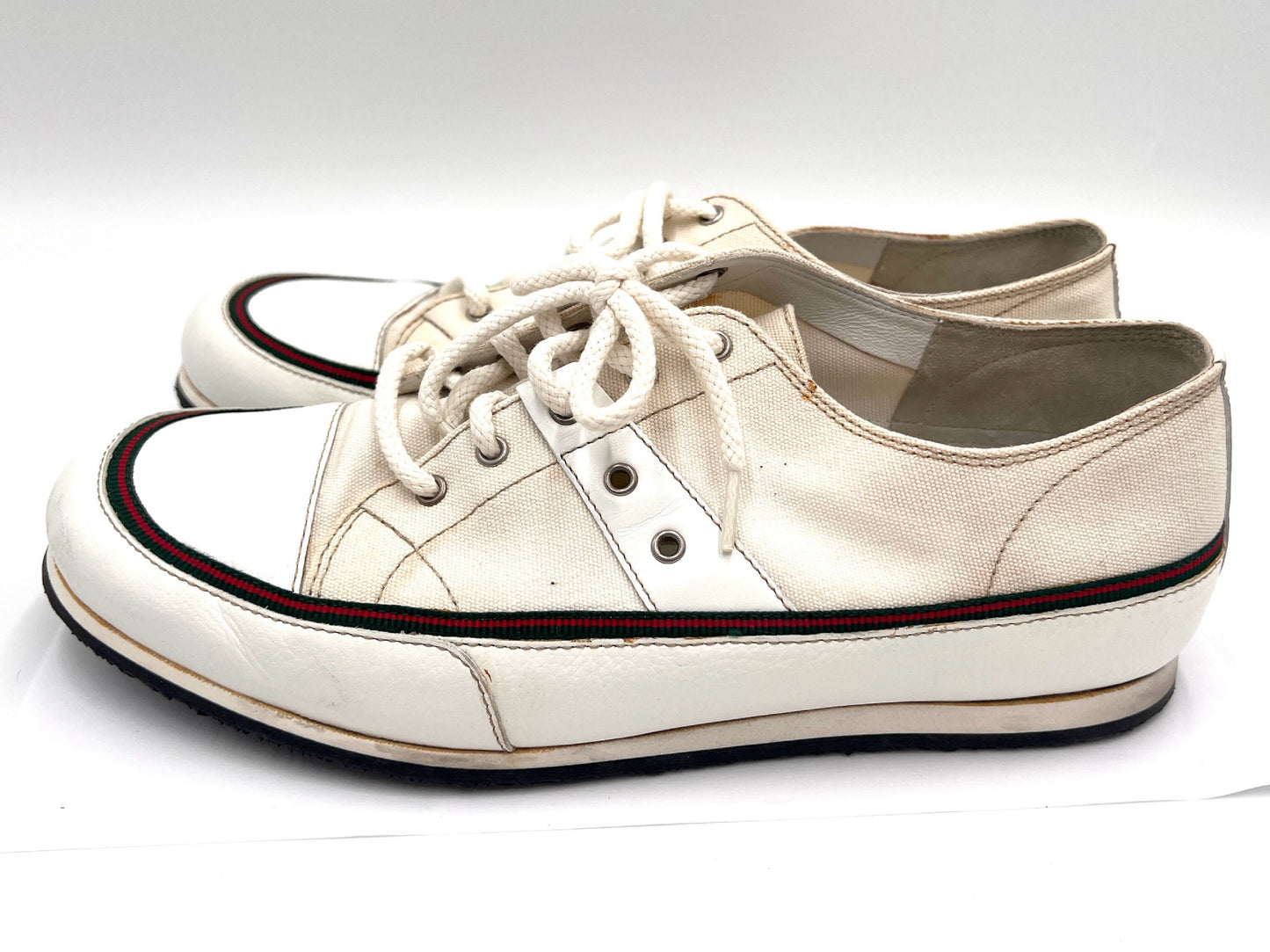 GUCCI 261919 Sherry Line Canvas Low-Top White 7.5" Sneakers