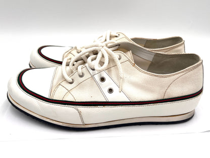 GUCCI 261919 Sherry Line Canvas Low-Top White 7.5" Sneakers