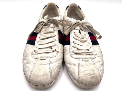 GUCCI 408496 Shima Lace-Up Sneakers, White, Size 36 1/2