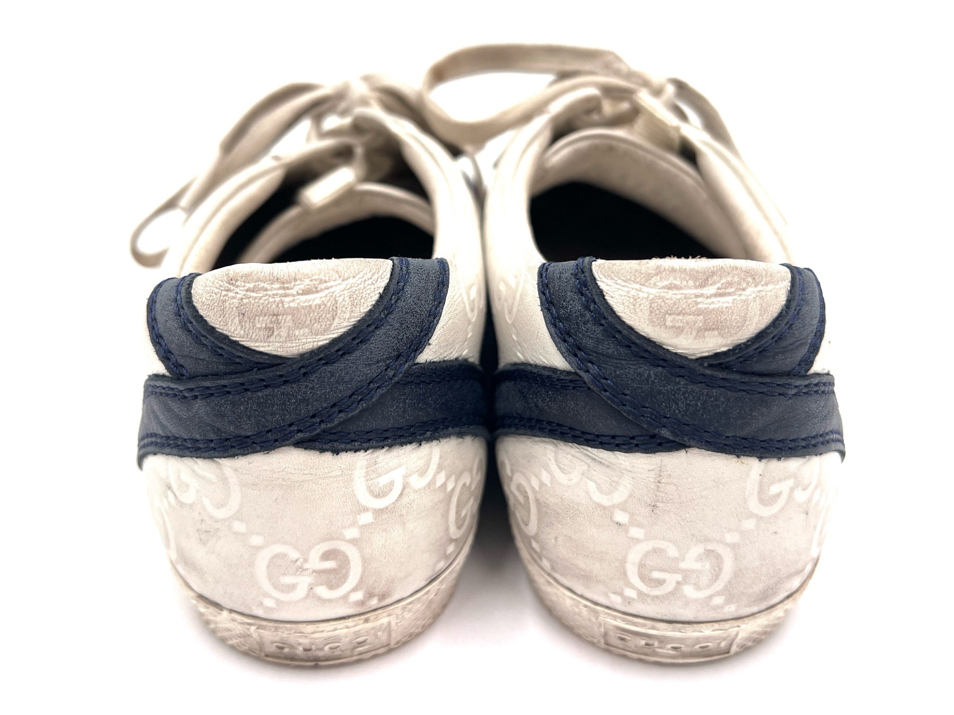 GUCCI 408496 Shima Lace-Up Sneakers, White, Size 36 1/2