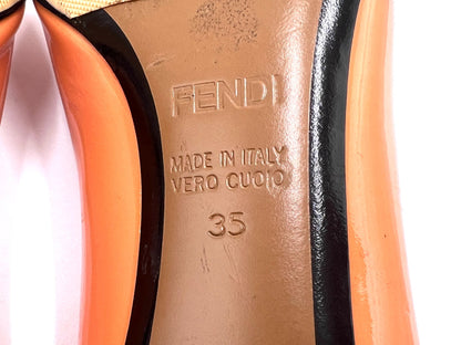 FENDI Enamel High Heel Pumps, Pink Beige, Size 35