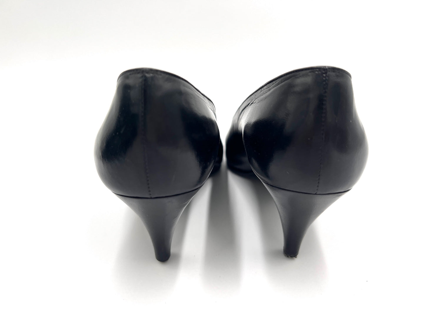 CHANEL 7169 193 3666 Leather High Heel Pumps Black Size 37