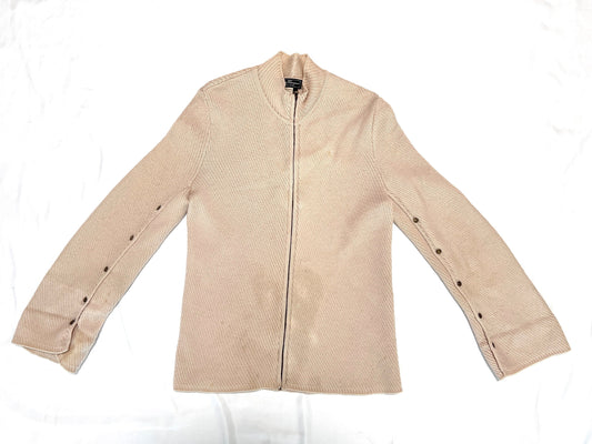 Salvatore Ferragamo Knit Full-Zip Jacket, Beige, Size XL