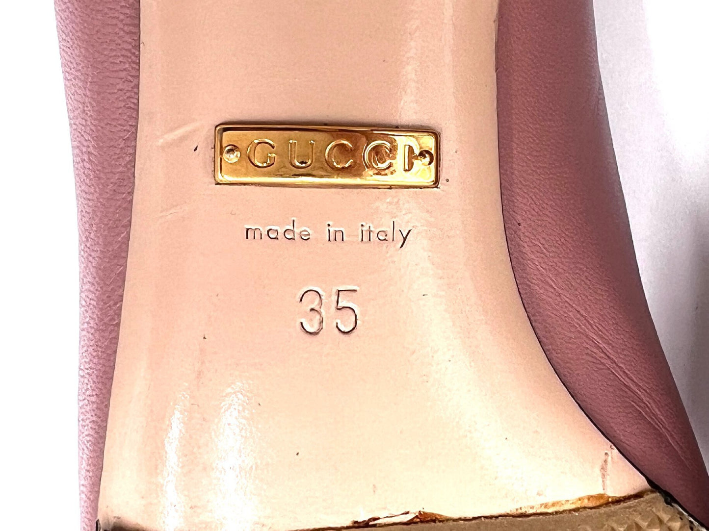 GUCCI 408248 Leather High Heel Pumps Pink Size 35