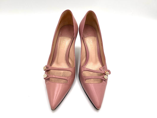 GUCCI 408248 Leather High Heel Pumps Pink Size 35