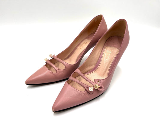 GUCCI 408248 Leather High Heel Pumps Pink Size 35
