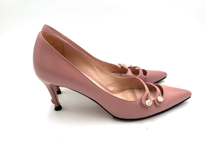 GUCCI 408248 Leather High Heel Pumps Pink Size 35