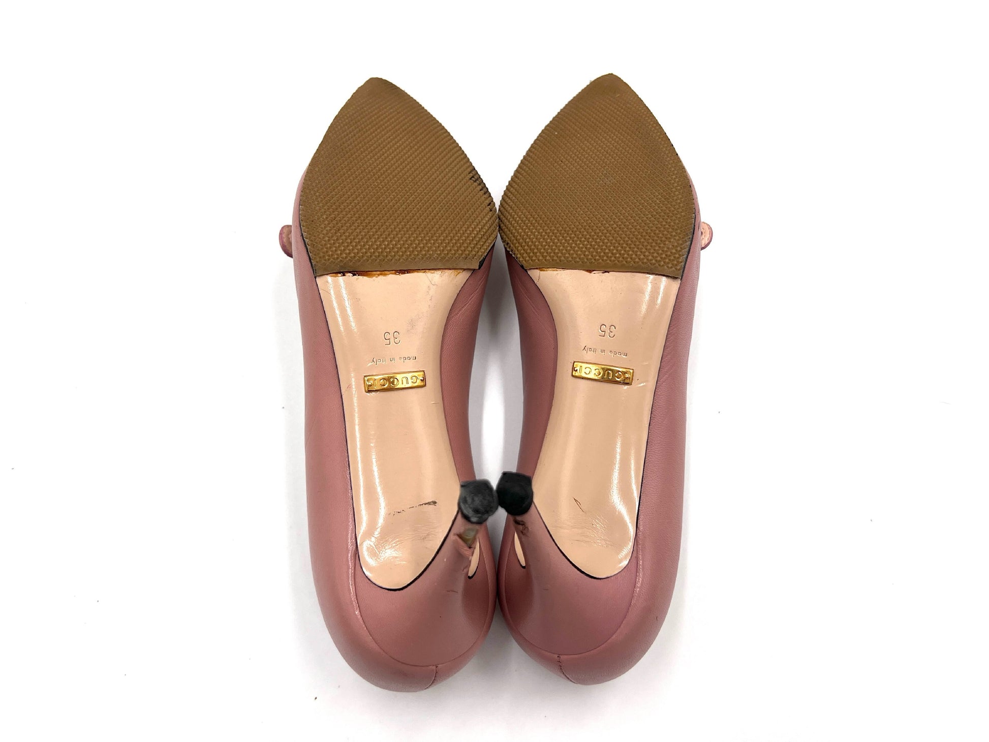 GUCCI 408248 Leather High Heel Pumps Pink Size 35