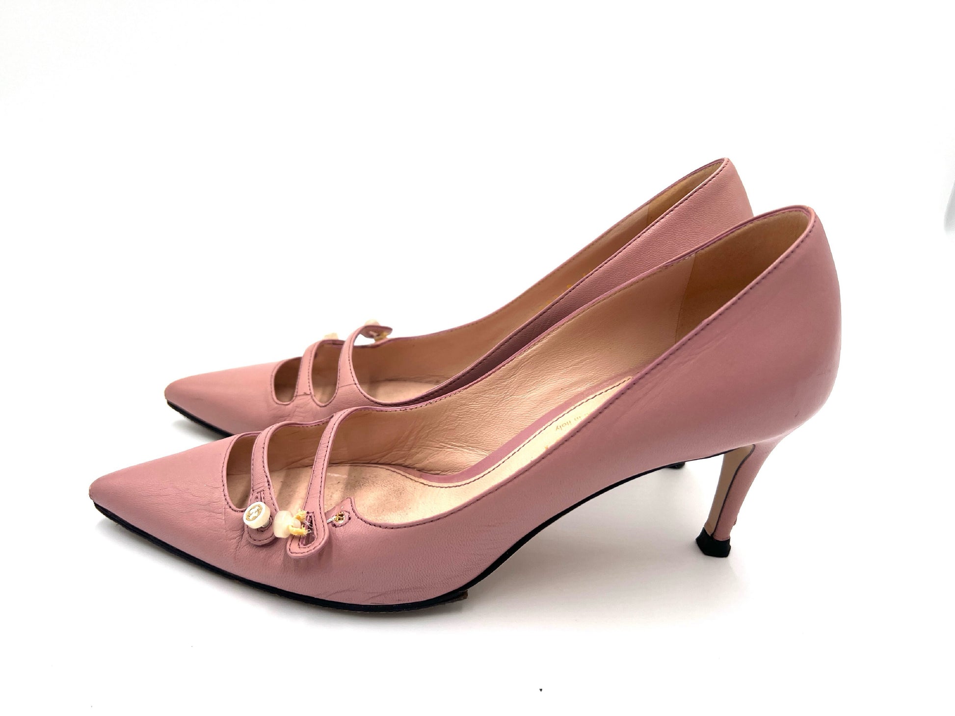 GUCCI 408248 Leather High Heel Pumps Pink Size 35