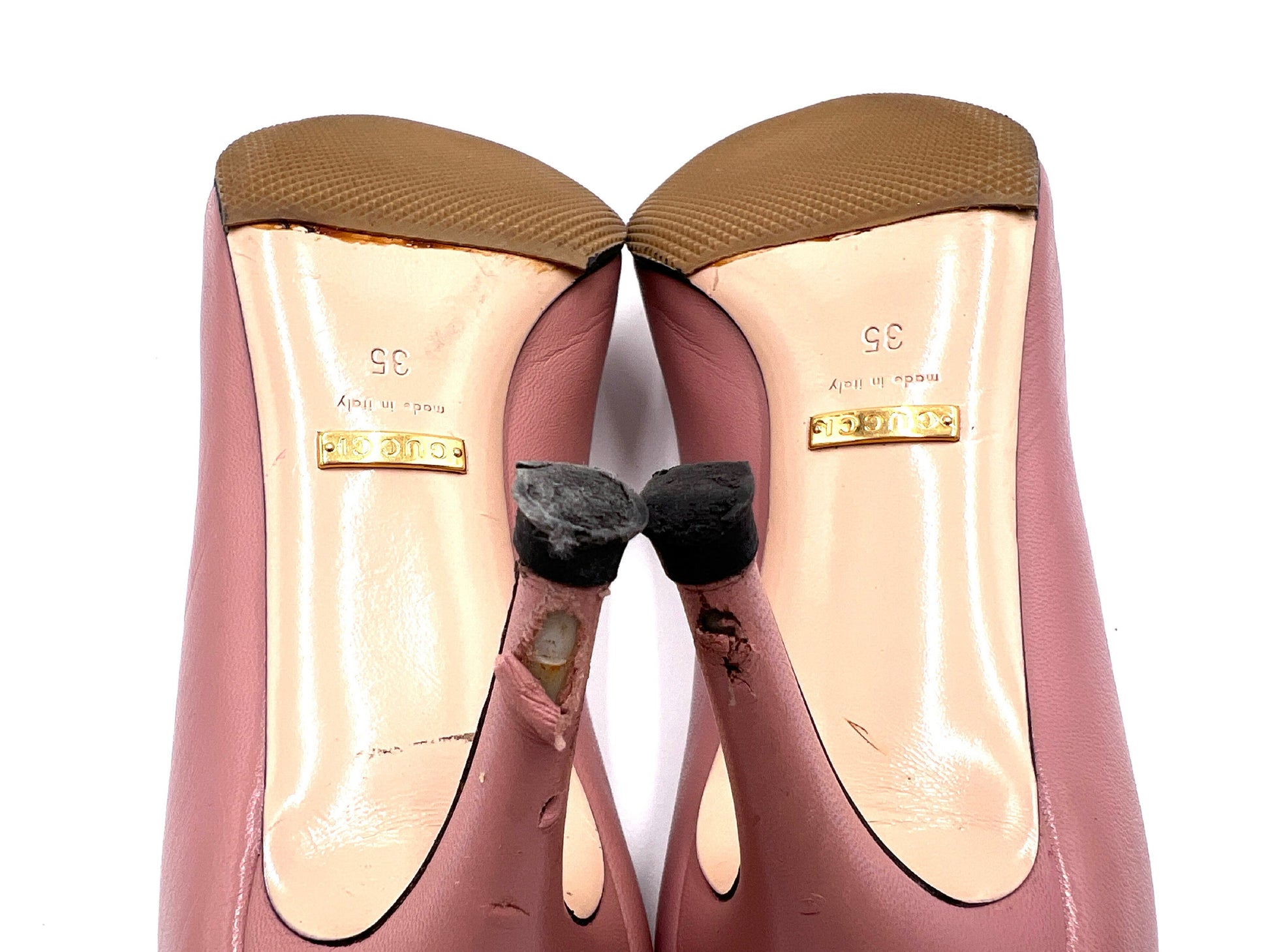 GUCCI 408248 Leather High Heel Pumps Pink Size 35