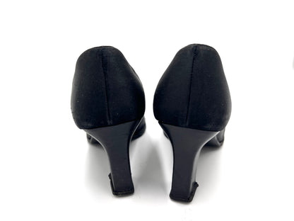 GUCCI Satin G Logo Plate High Heel Pumps Black Size 37