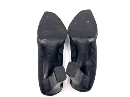 GUCCI Satin G Logo Plate High Heel Pumps Black Size 37