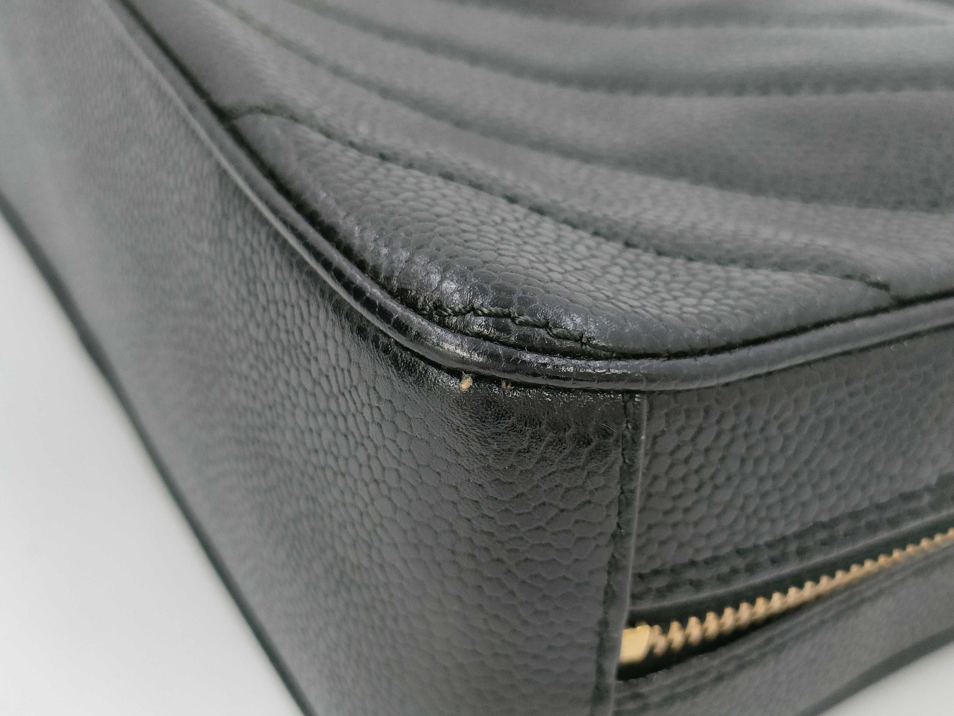 CHANEL Chevron Caviar Leather Chain Shoulder Bag in Black with Gold Hardware, 6877469, No. 6