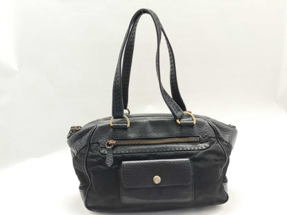 PRADA PRADA Prada Shoulder Bag Handbag Leather and Nylon Black with Triangle Logo and White Tag