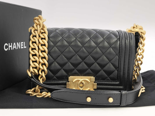 CHANEL Boy Caviar Black Shoulder Bag