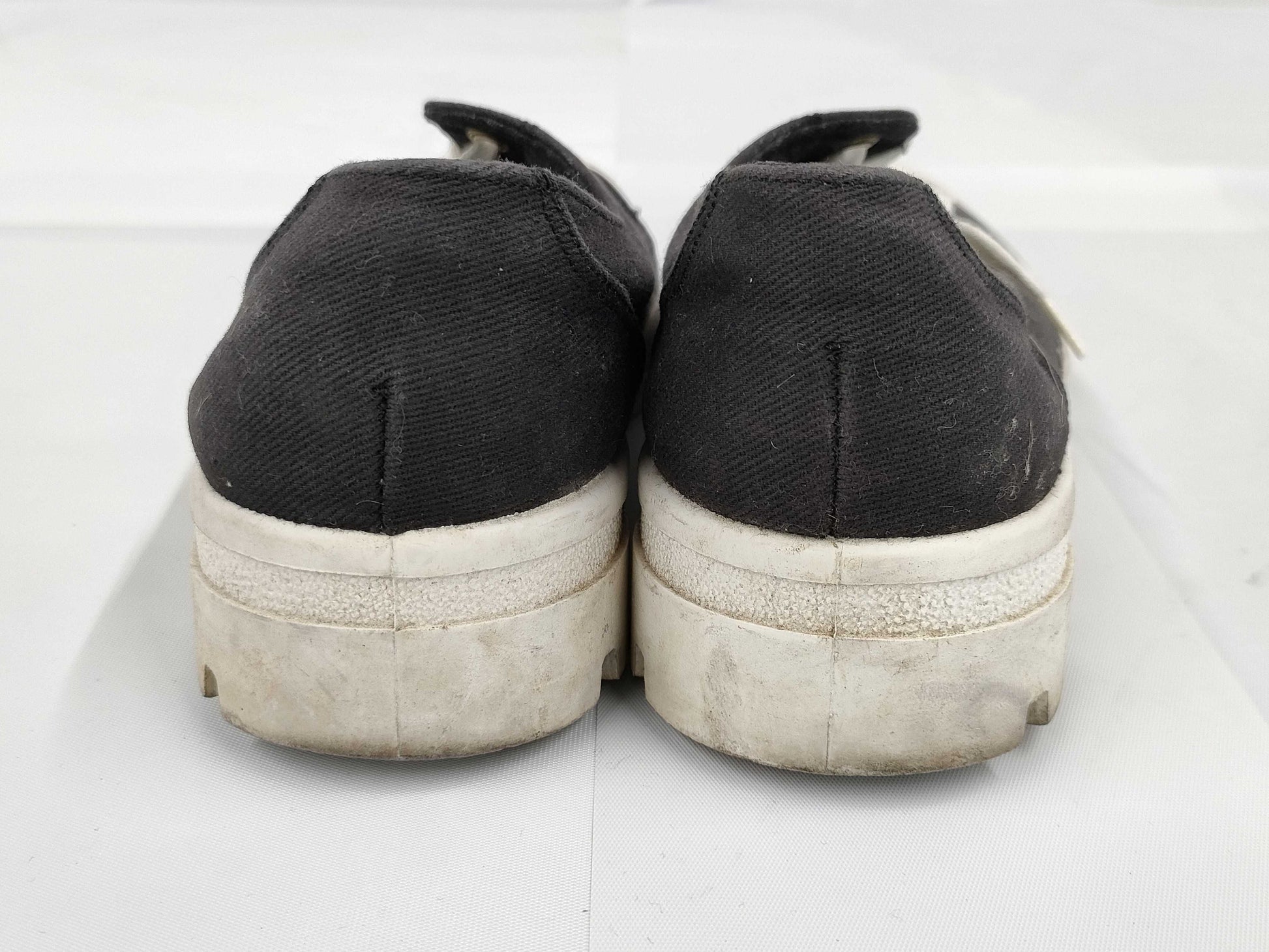 CHANEL Canvas/Rubber Sneakers, Black/White, #38
