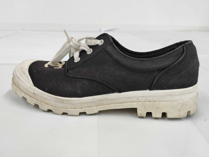 CHANEL Canvas/Rubber Sneakers, Black/White, #38