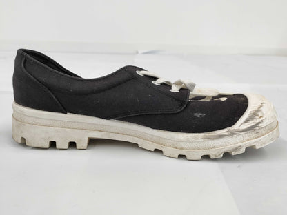 CHANEL Canvas/Rubber Sneakers, Black/White, #38