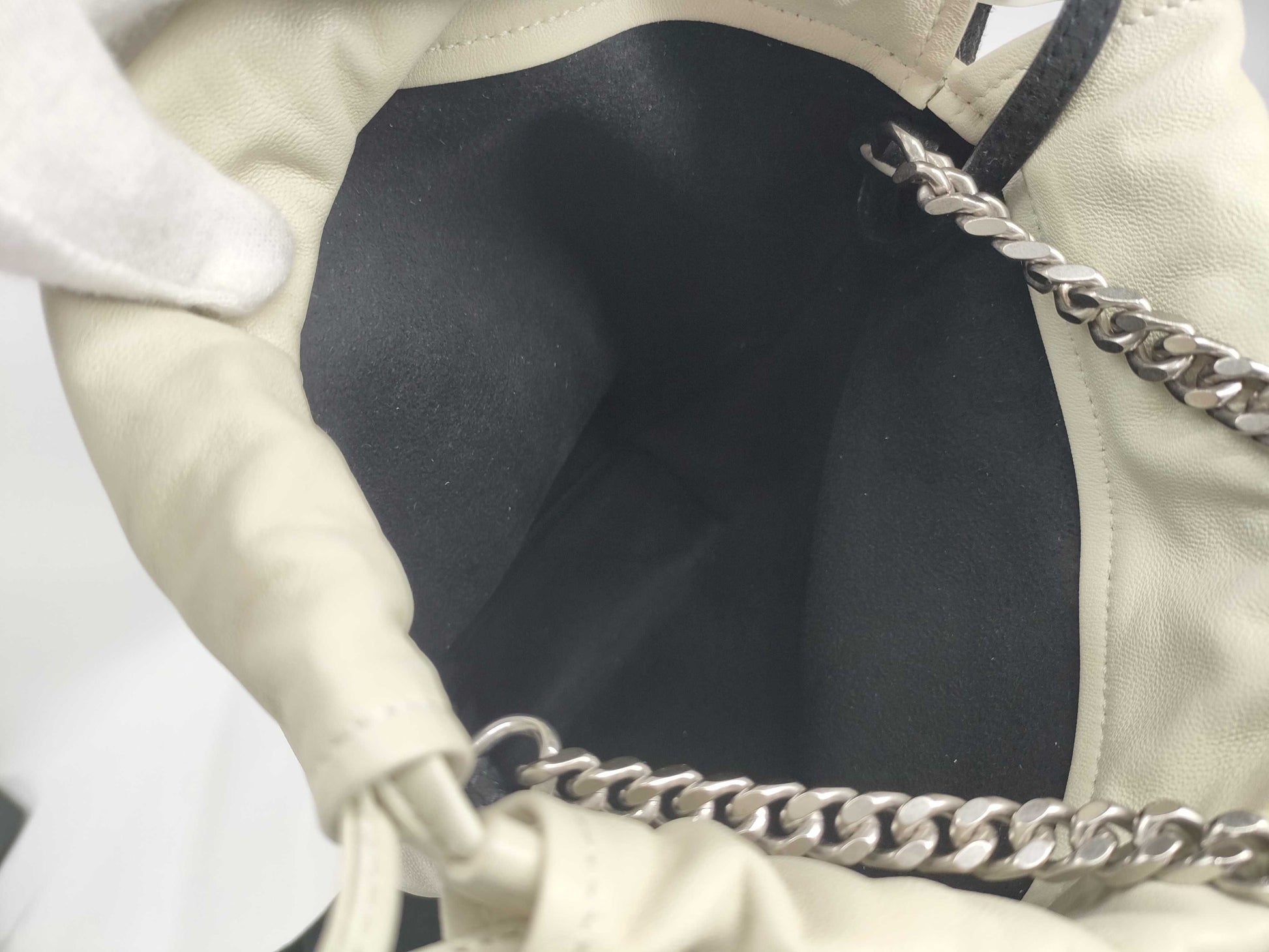 SAINT LAURENT Drawstring Bag Ivory Shoulder Bag