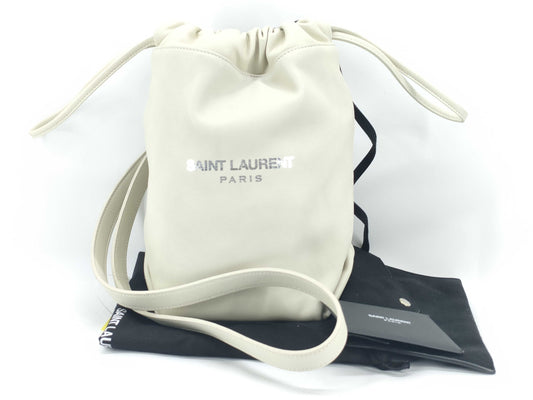 SAINT LAURENT Drawstring Bag Ivory Shoulder Bag