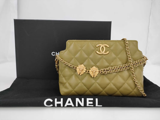 CHANEL Chain One Shoulder Bag x Khaki x Gold Hardware x KlC30U0A Shoulder Bag