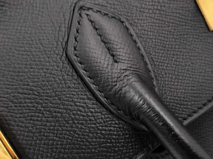 HERMES Birkin 40 Couchvel Black Handbag with 〇X Stamp