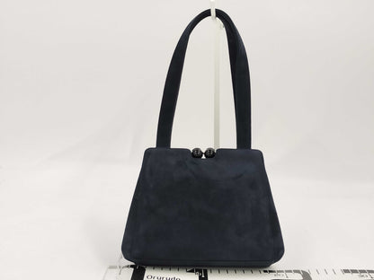CHANEL Suede Clasp Handbag, Navy, No. 5