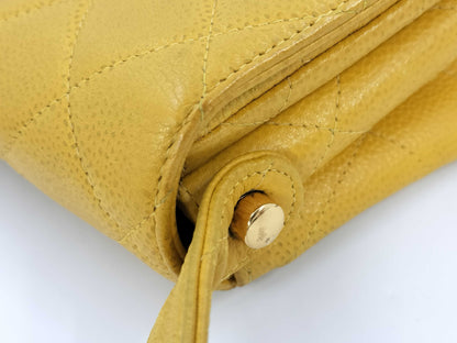 CHANEL Caviar Skin Yellow No. 4 Shoulder Bag